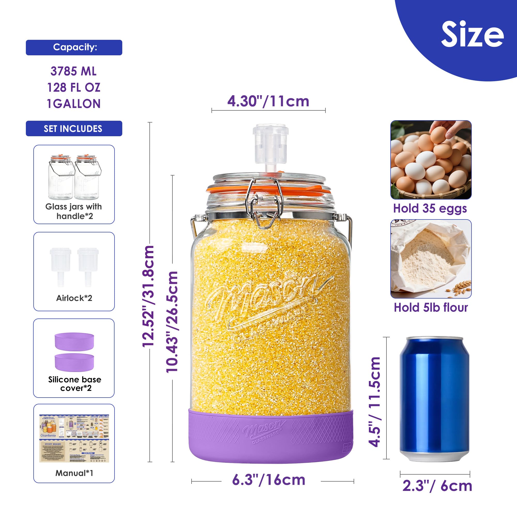 Qianfenie large bouche facilitant remplissage et nettoyage rapide