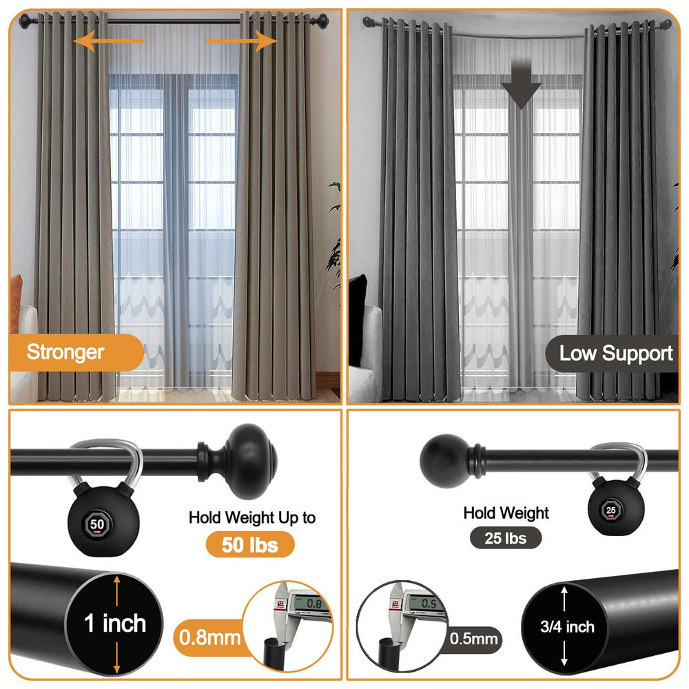 QITERI tringle en situation salon, finition noire valorisant le décor