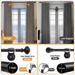 QITERI tringle en situation salon, finition noire valorisant le décor