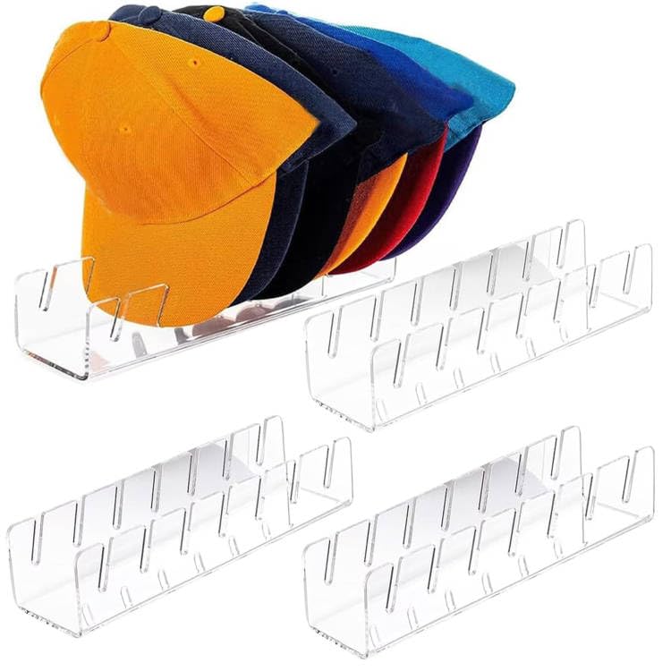 QKEWURO présentoir face montrant rangement net et visibilité des casquettes