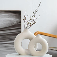 QLOFEI vase céramique blanc face pour centre de table élégant