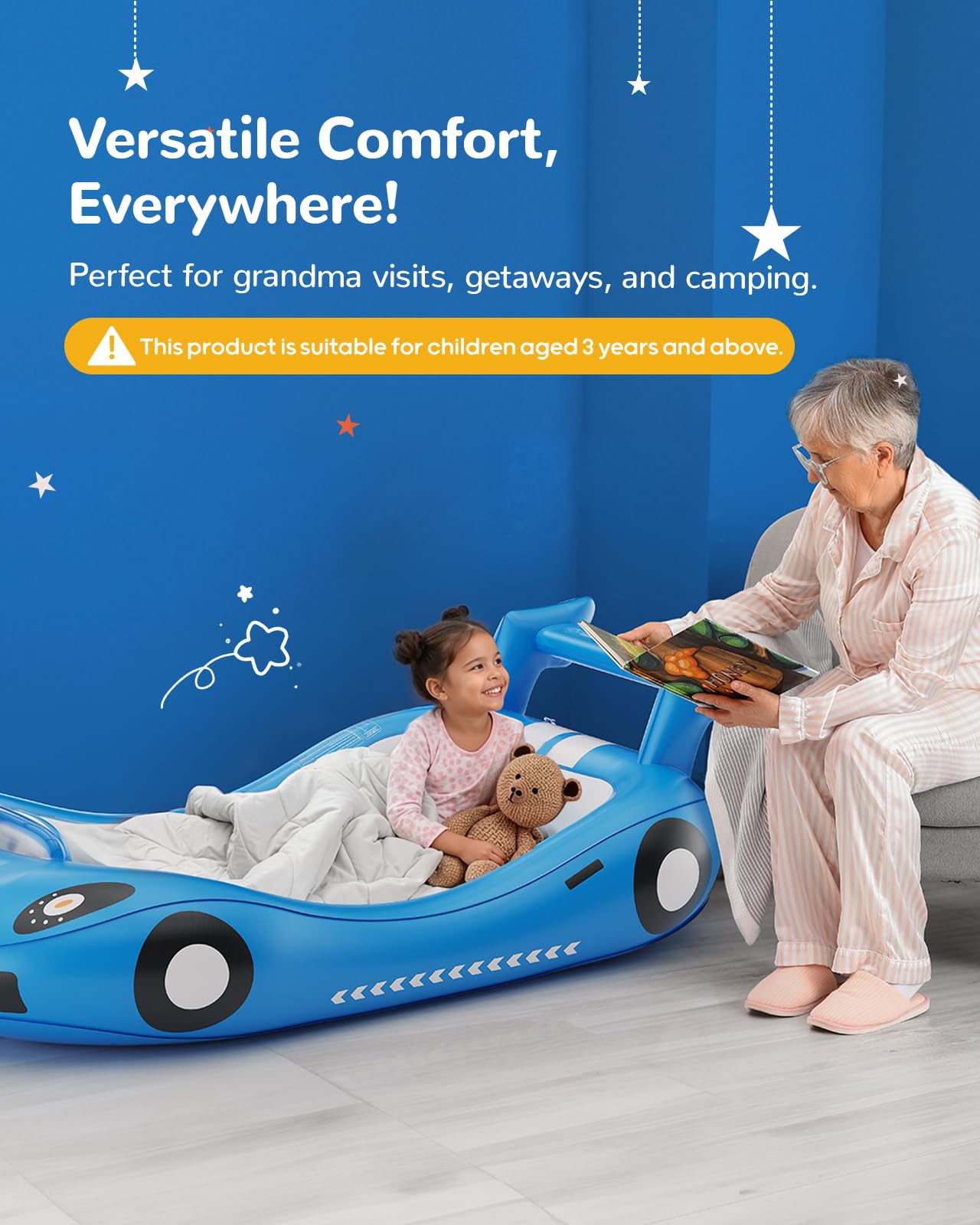 QPAU enfant installé dans le lit pour sommeil sûr et joyeux