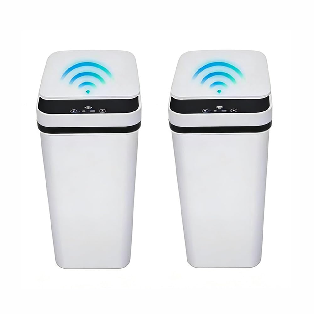 QSFWCSM vue avant de la poubelle blanche montrant son design compact et propre