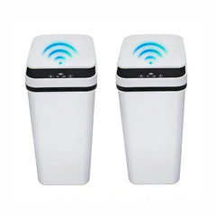 QSFWCSM vue avant de la poubelle blanche montrant son design compact et propre