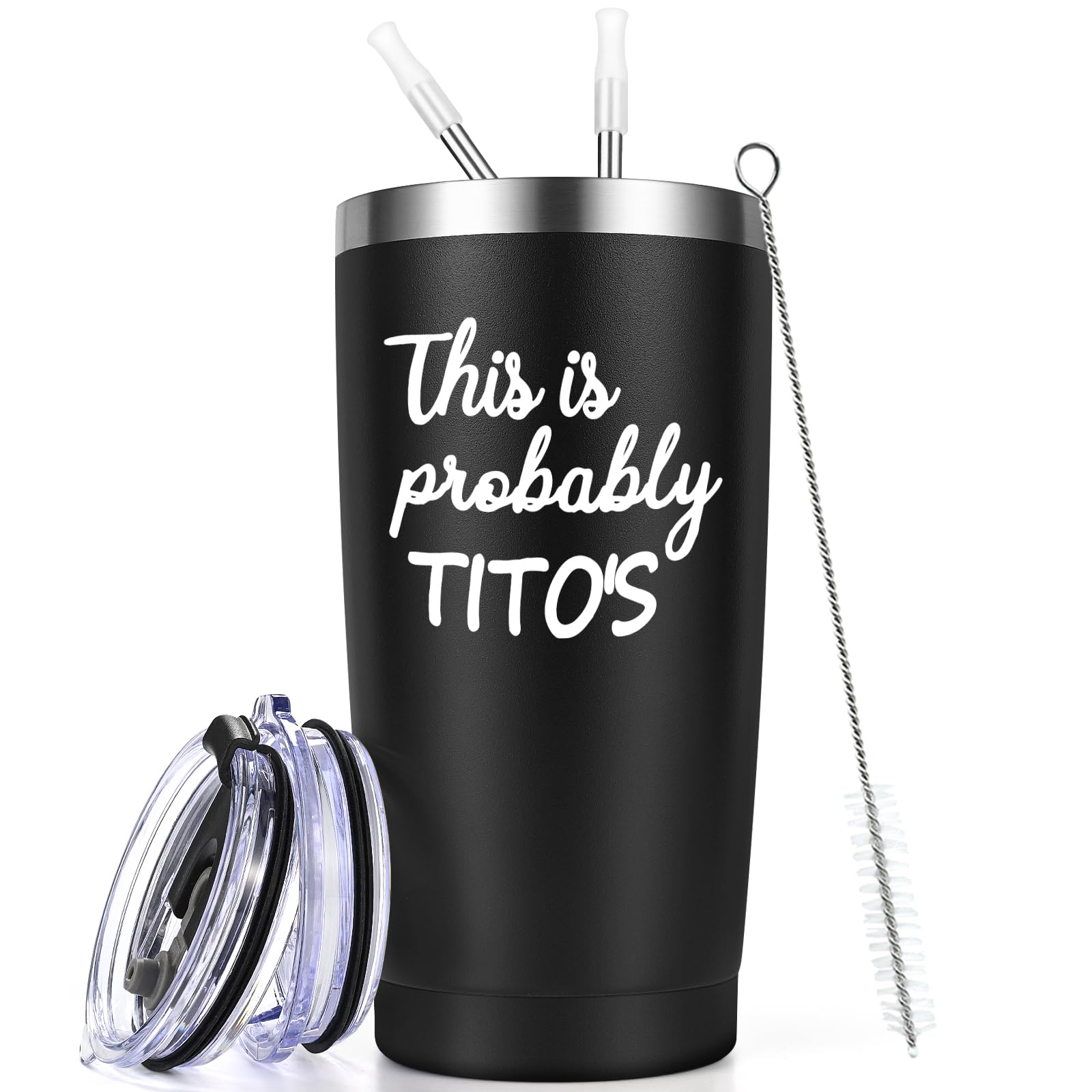 Qtencas tumbler face avant avec design « This Is Probably Titos » et look élégant