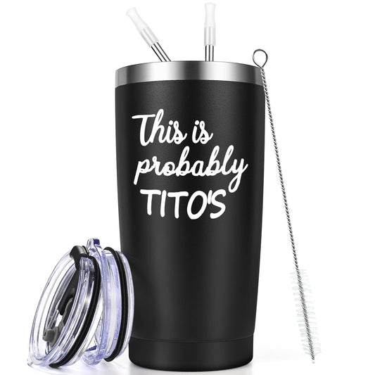 Qtencas tumbler face avant avec design « This Is Probably Titos » et look élégant