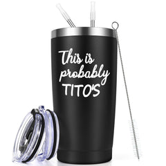 Qtencas tumbler face avant avec design « This Is Probably Titos » et look élégant