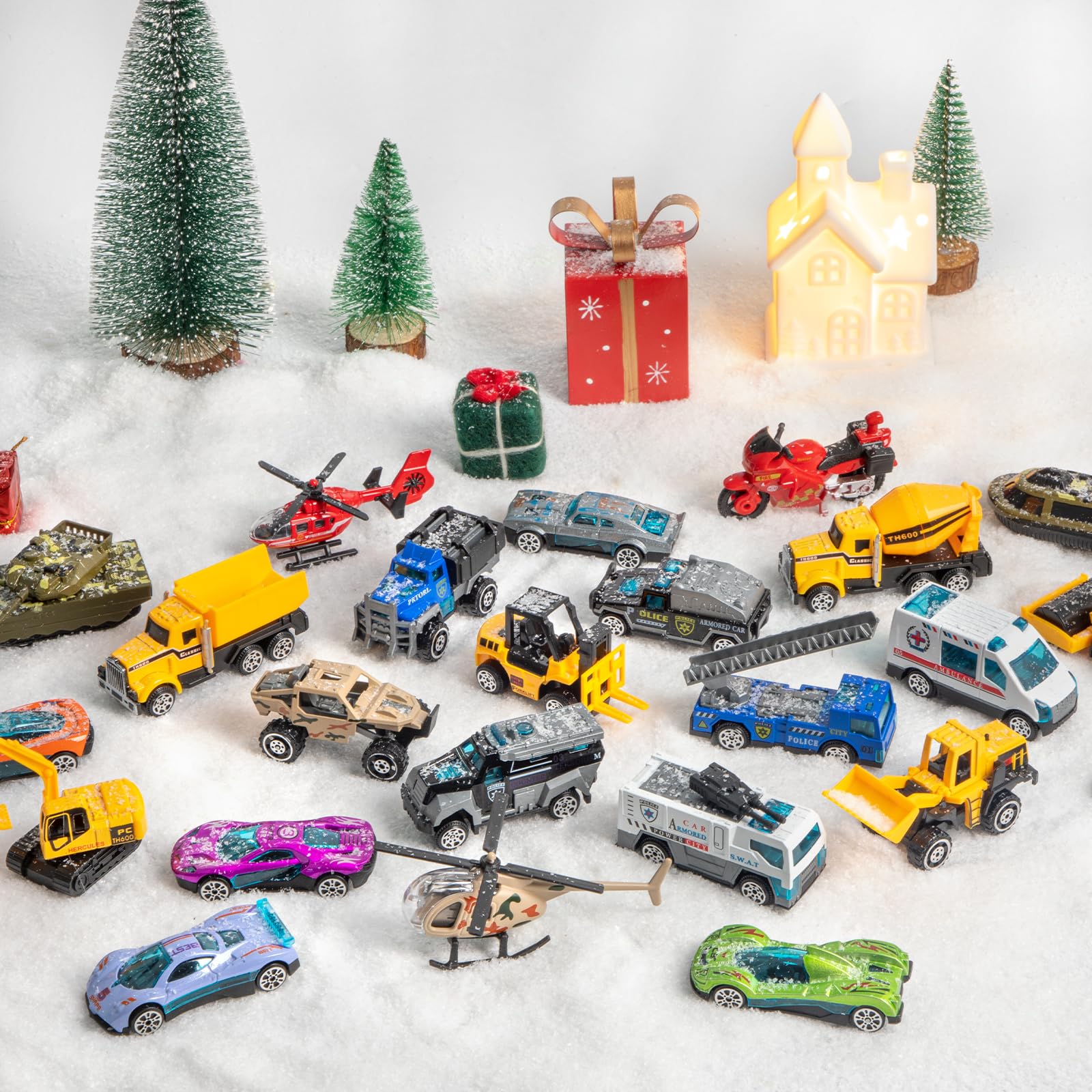 Quanquer scène de Noël avec jouets crée ambiance festive