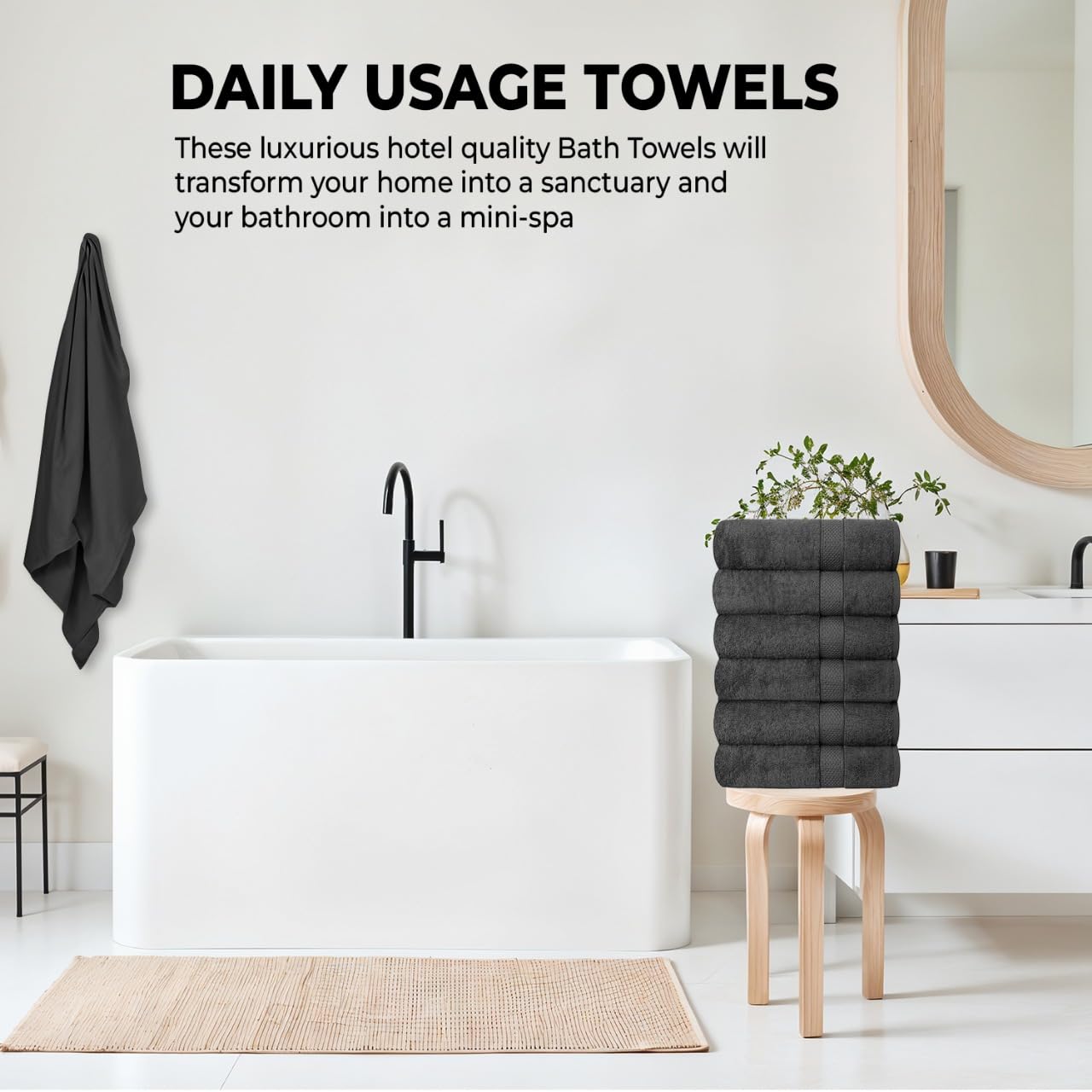 QUBA LINEN serviette à l'échelle d'une main, montre la taille 24x48 pouces