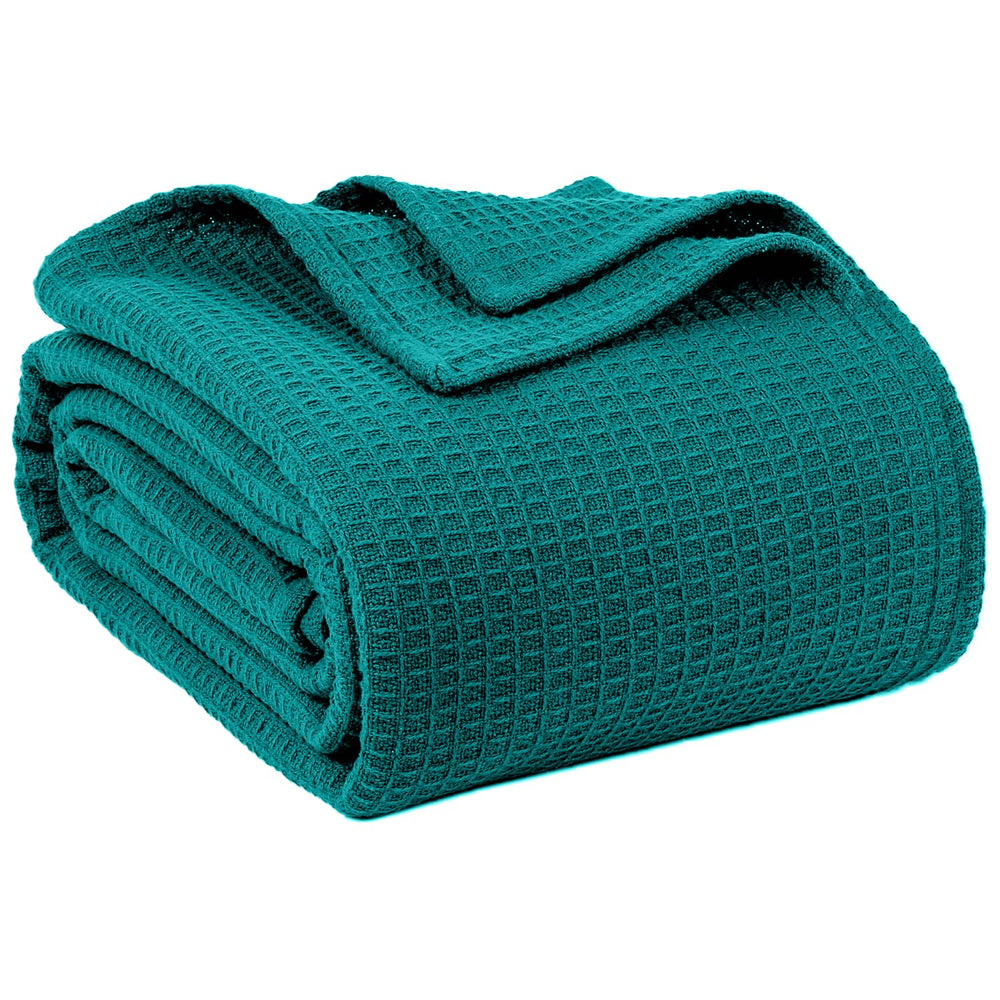 QUBA LINEN couverture face de lit montrant couverture teal et finition, ajoute confort