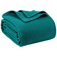 QUBA LINEN couverture face de lit montrant couverture teal et finition, ajoute confort