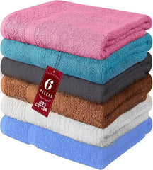 QUBA LINEN face avant du lot de serviettes montrant couleurs et emballage, facilite le choix