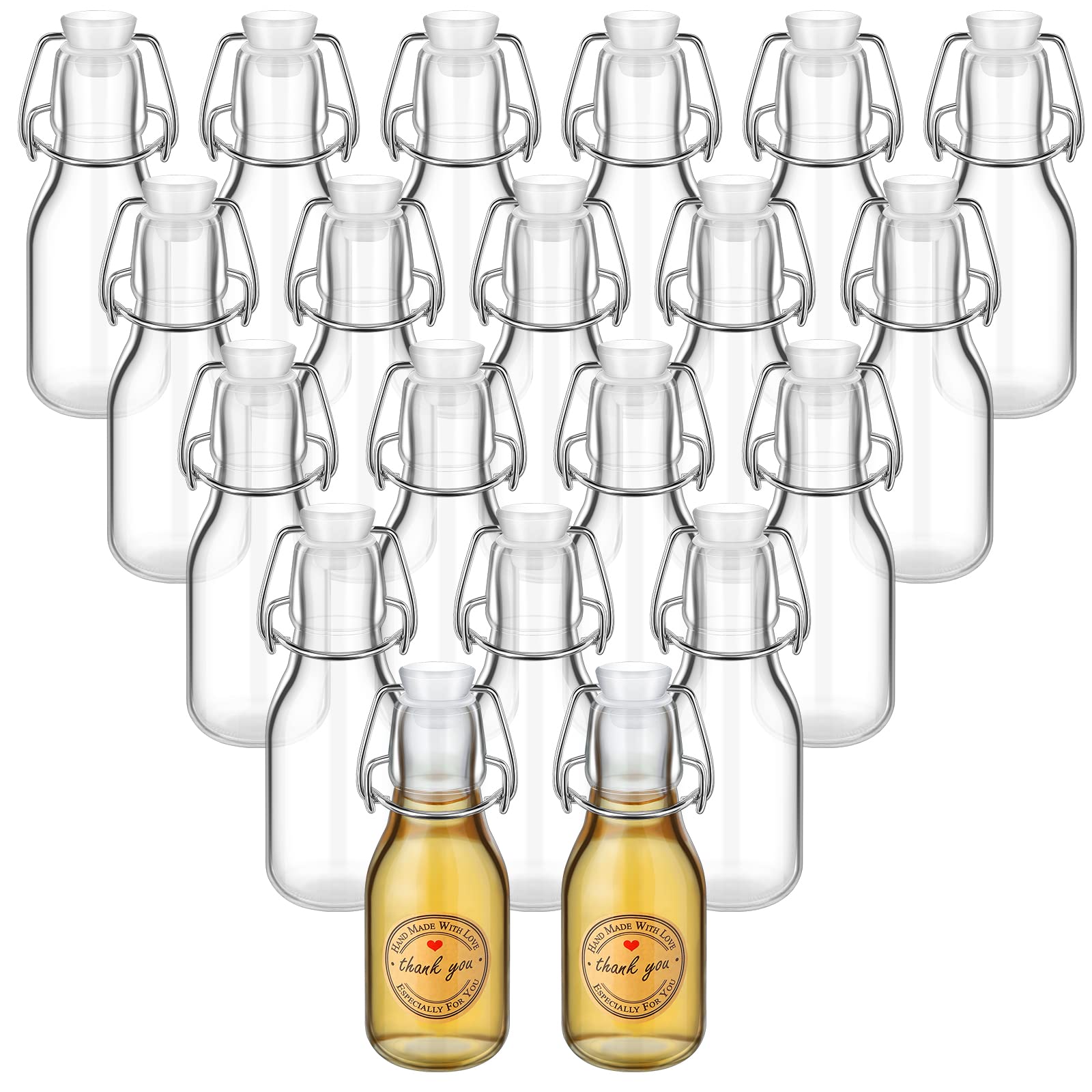 Queekay lot de 20 mini bouteilles en verre vue face pratique pour cadeaux