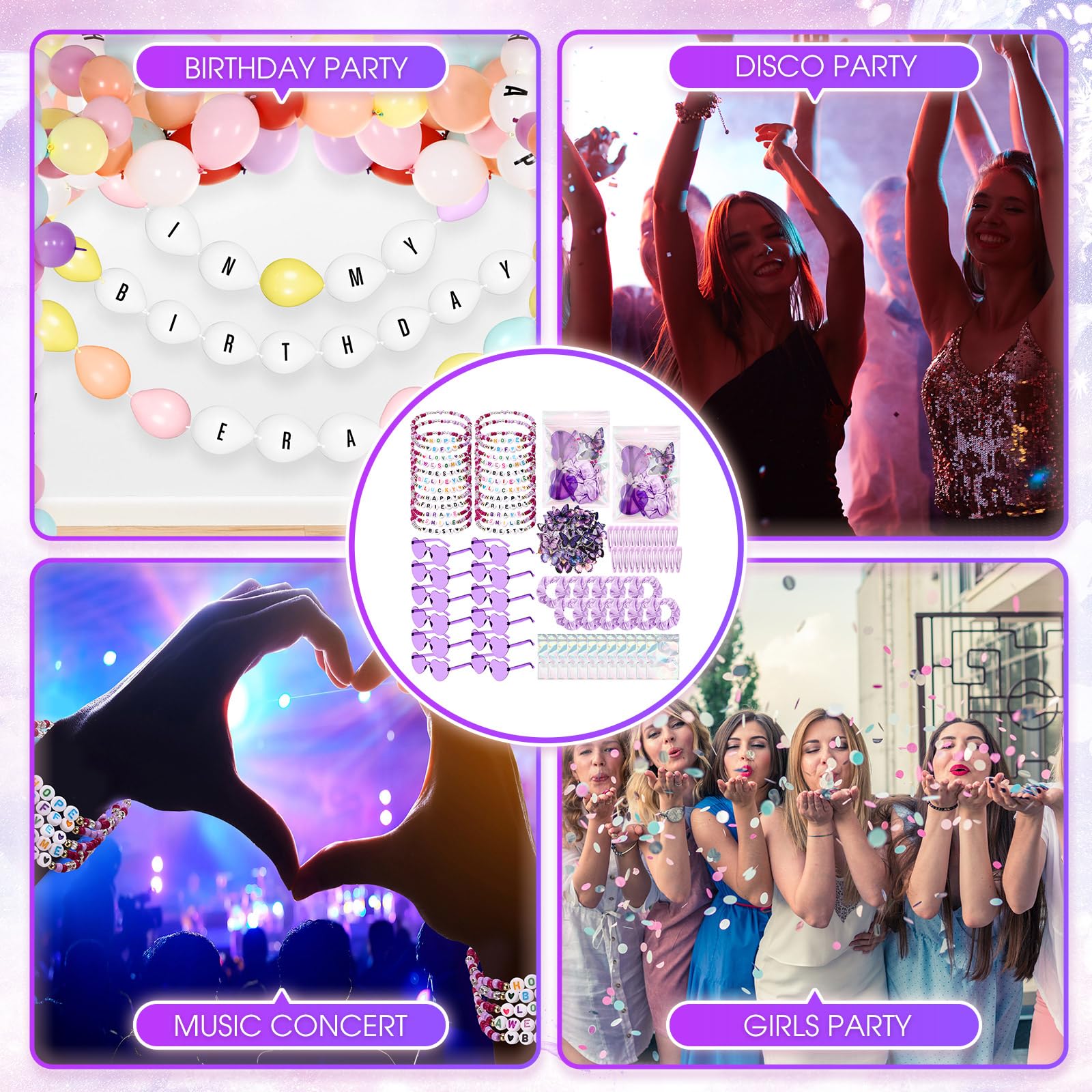 Quelay scène de fête avec accessoires portés, crée ambiance disco Kpop