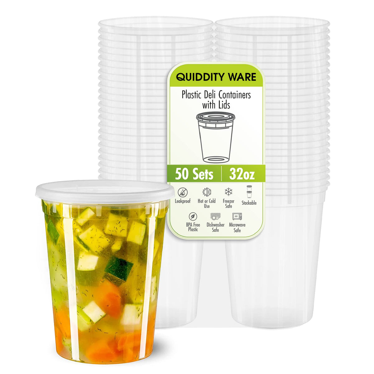 QUIDDITY WARE boîte Deli 32oz face avant montrant transparence et solidité