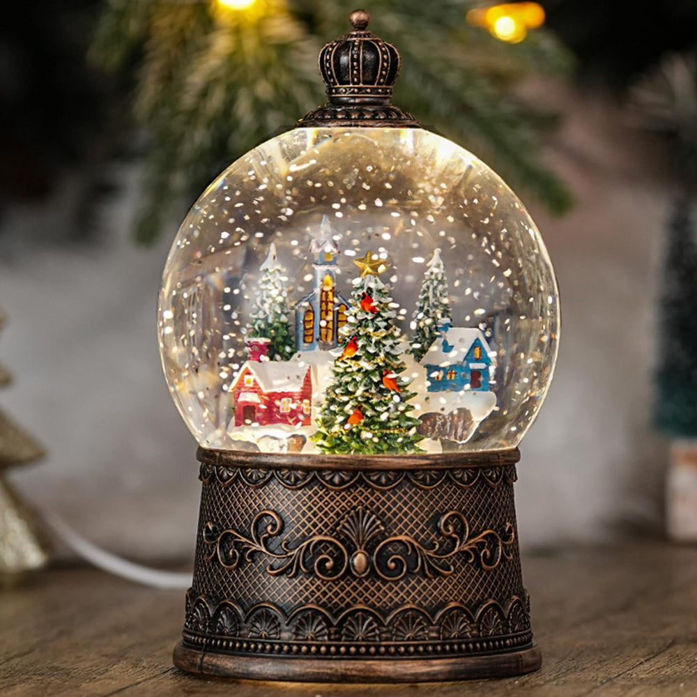 Qukulov globe de neige face avant illuminé pour décoration chaleureuse