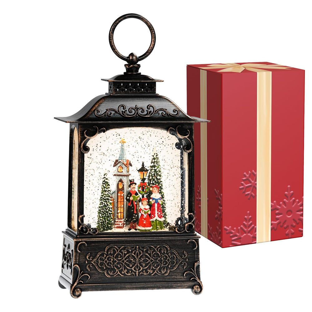 Qukulov globe posé sur une table de Noël, illustre usage comme centre de décoration