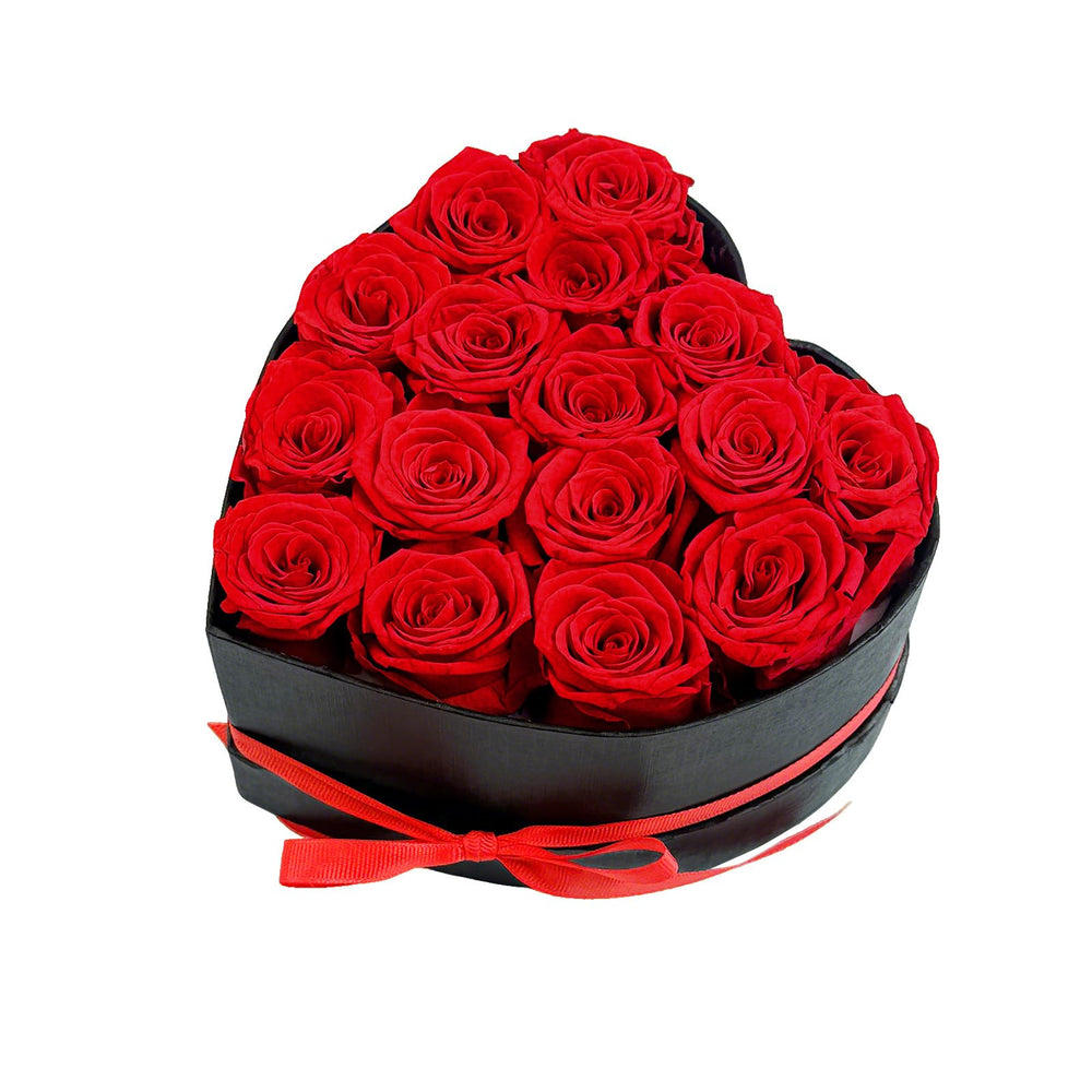 Qutawua boîte cœur face montrant 16 roses rouges, cadeau élégant
