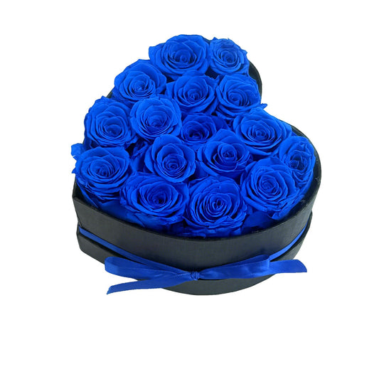Qutawua coffret face montrant 16 roses bleues, cadeau élégant