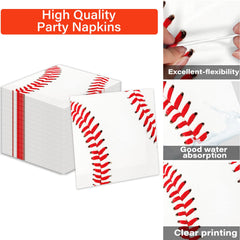 Qyeahkj serviettes pliées gros plan montrant texture résistante et motif baseball