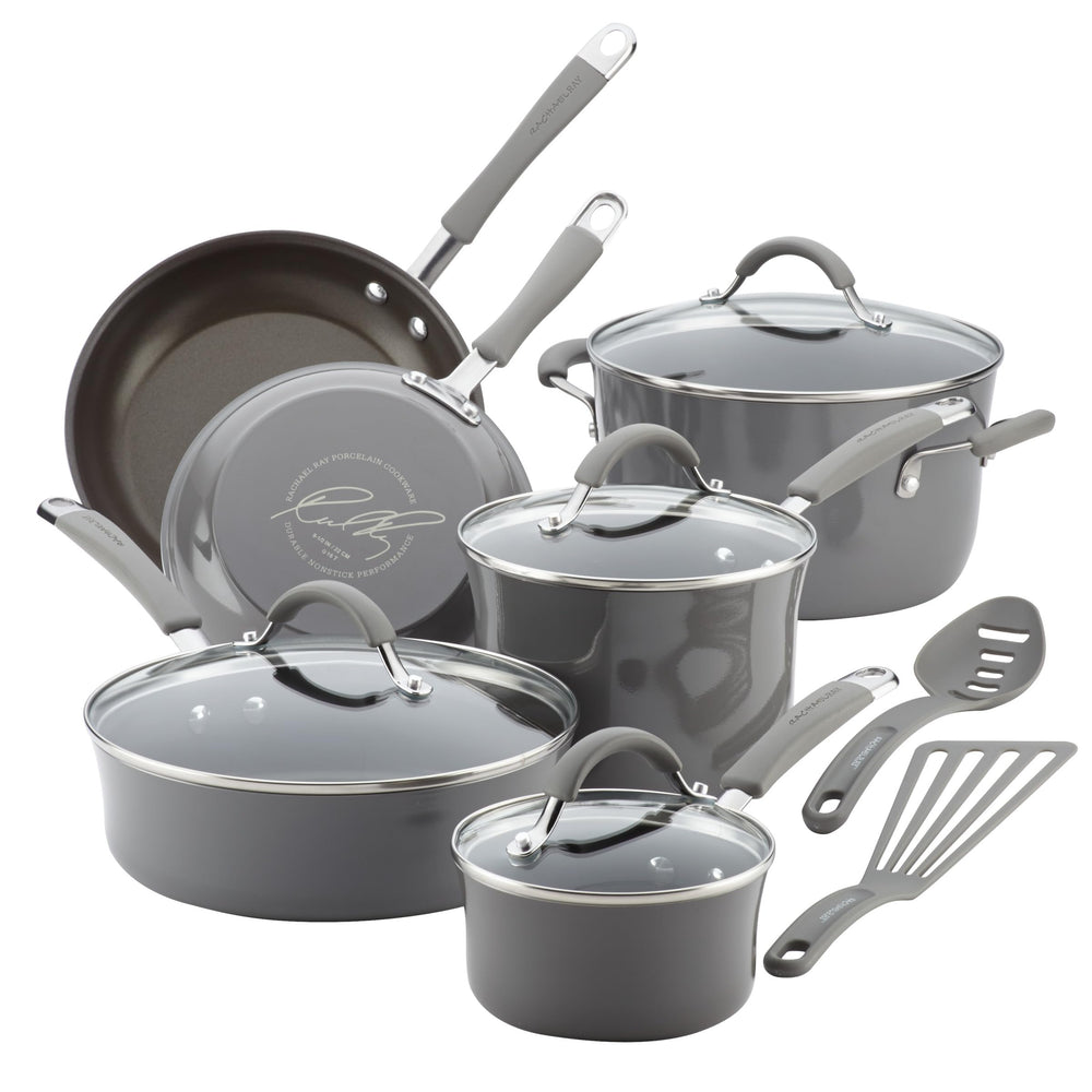 Rachael Ray ensemble devant montrant finition Sea Salt Gray et utilité décorative