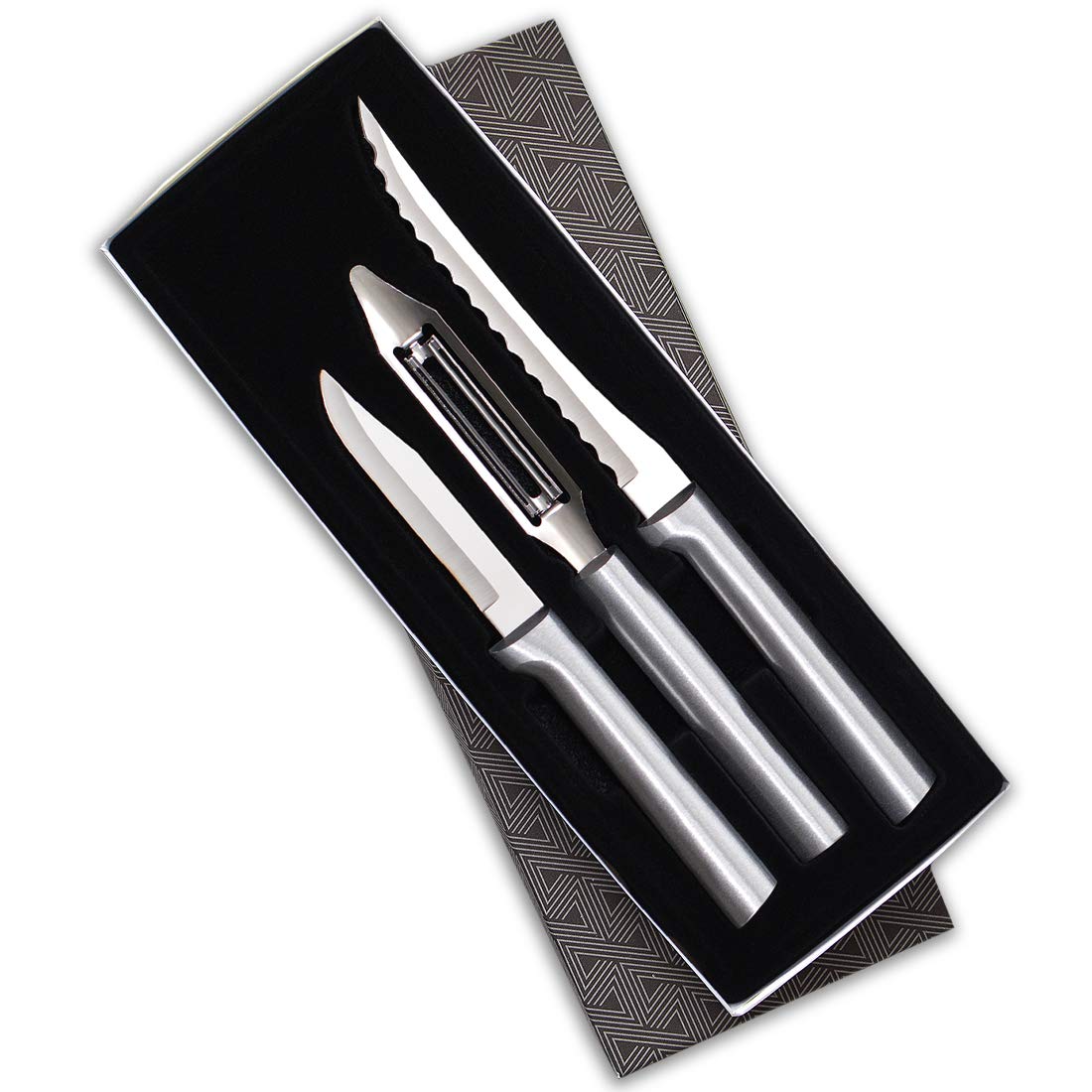 RADA coffret face avant montrant les trois outils et leur finition élégante