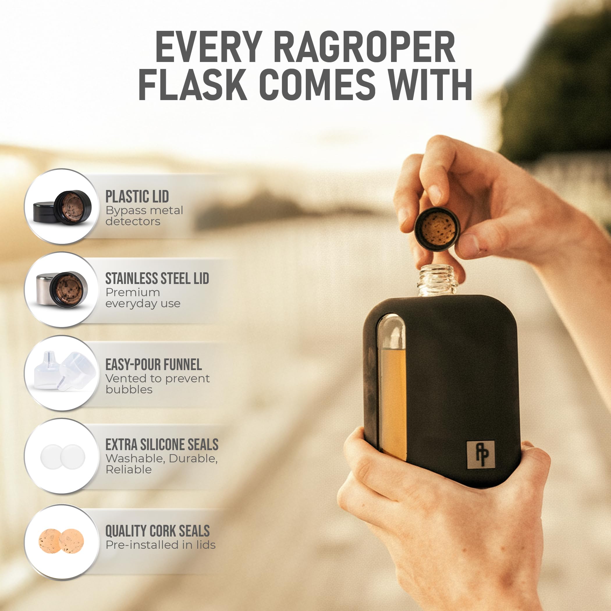 Ragproper entonnoir ventilé en usage facilitant remplissage sans éclaboussures