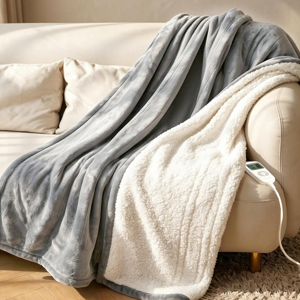 RAINOVA plaid chauffant face avant gris montrant design et douceur
