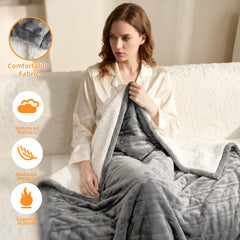 RAINOVA plaid en usage sur canapé apportant chaleur ciblée