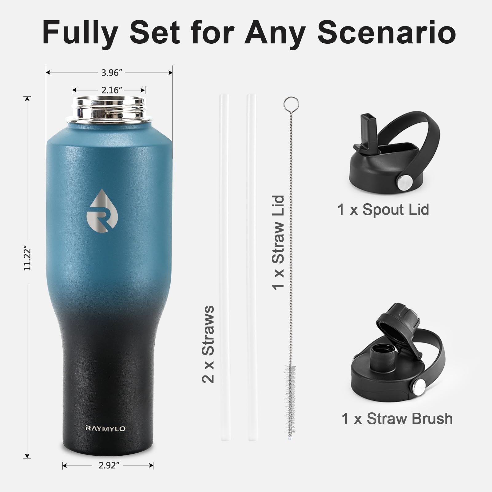 RAYMYLO comparaison d’échelle 40 oz, grande capacité pratique