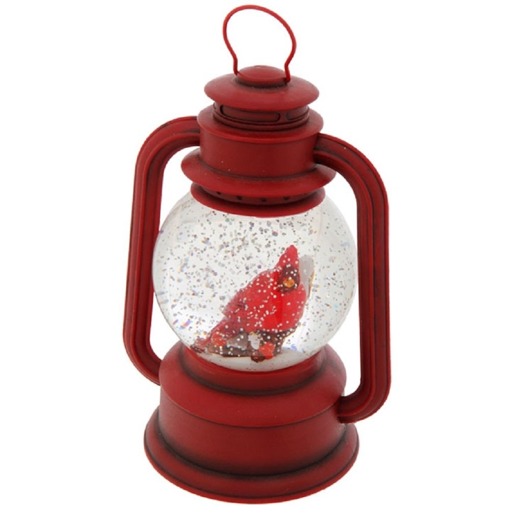 RAZ Imports lanterne rouge vue avant illuminée, apporte chaleur décorative