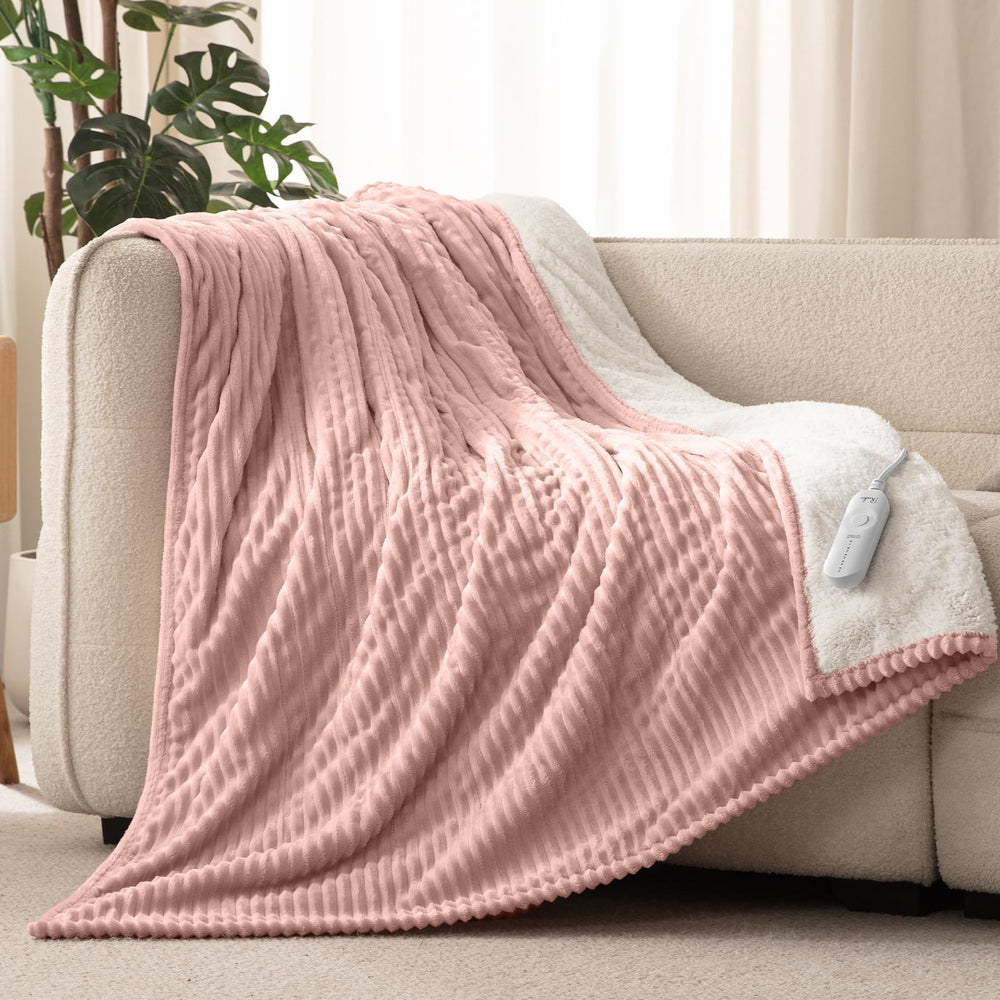 Reaks plaid chauffant face avant montrant couleur rose et forme cosy