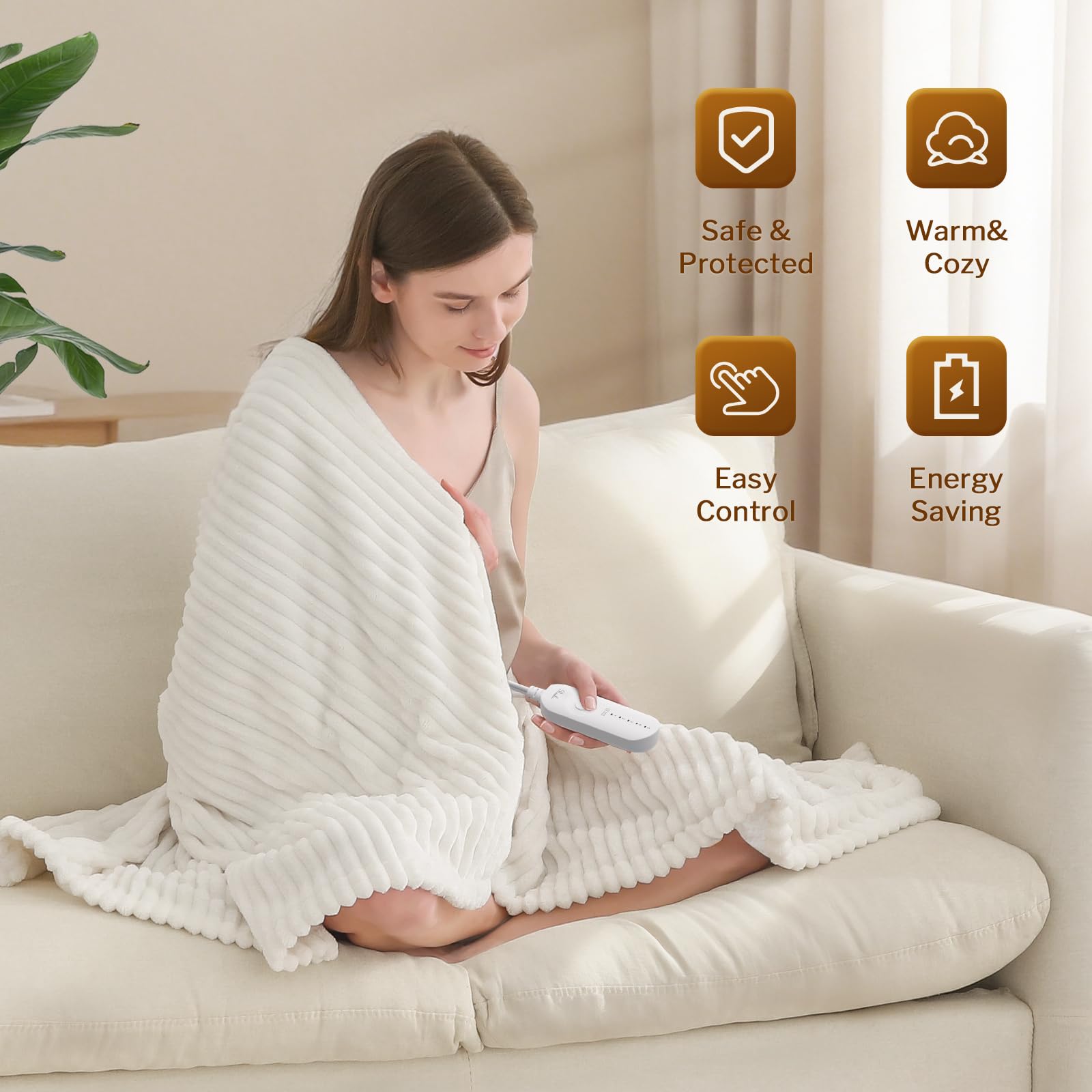 Reaks plaid chauffant gros plan flanelle douceur visible et tactile
