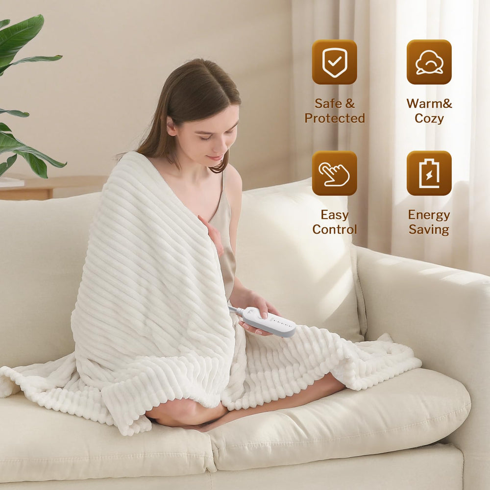Reaks plaid chauffant gros plan flanelle douceur visible et tactile