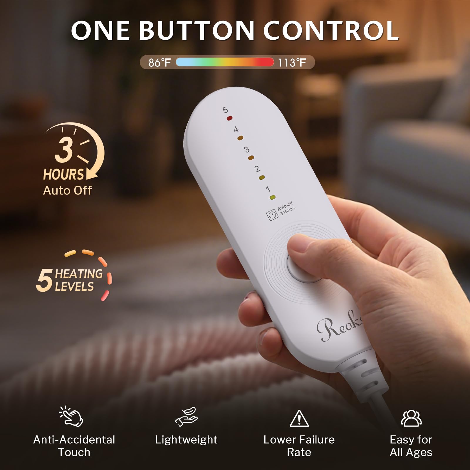 Reaks télécommande et cordon montrant réglage simple et sécurité