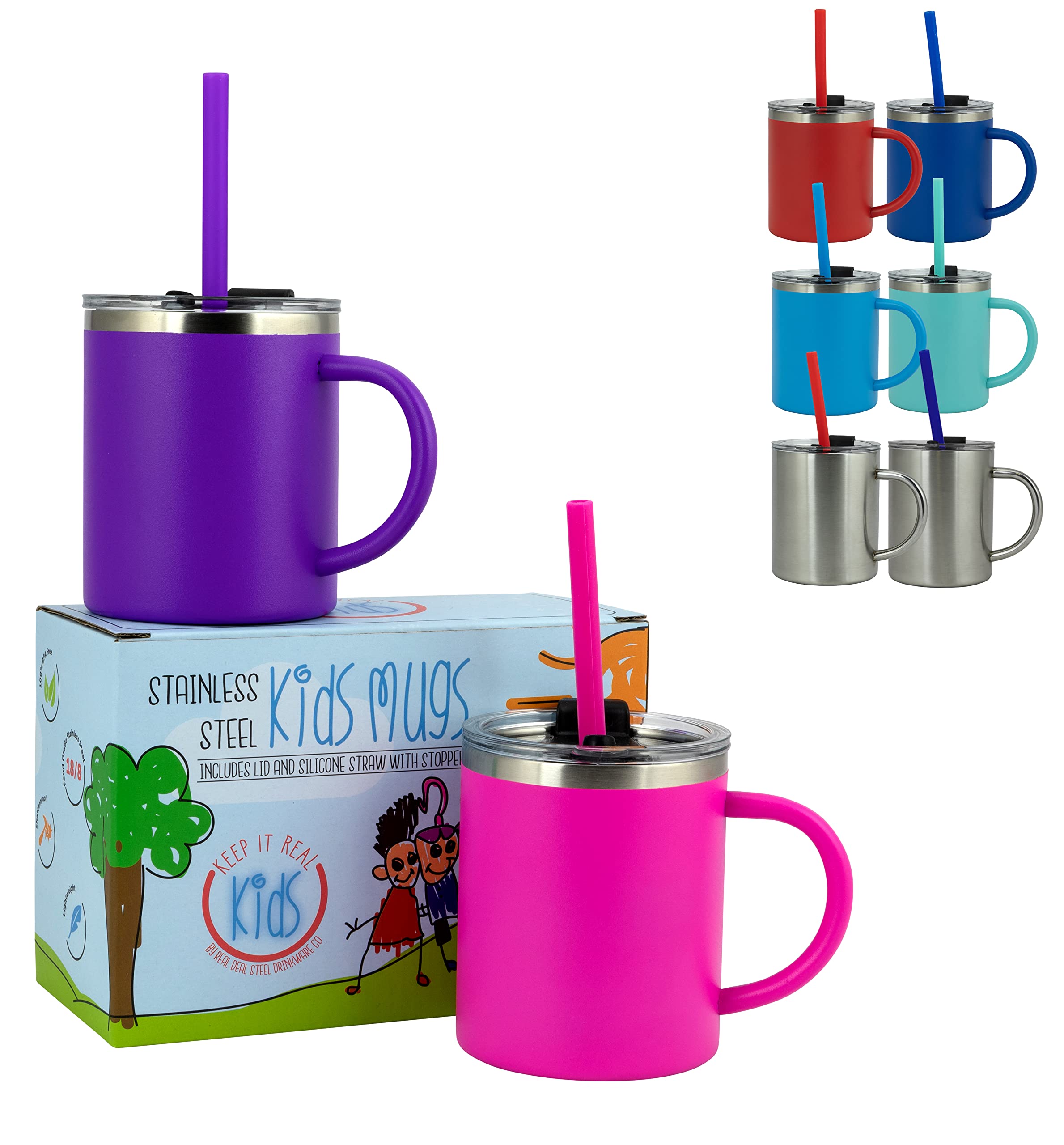 Real Deal Steel mug face avant montrant design coloré et solidité