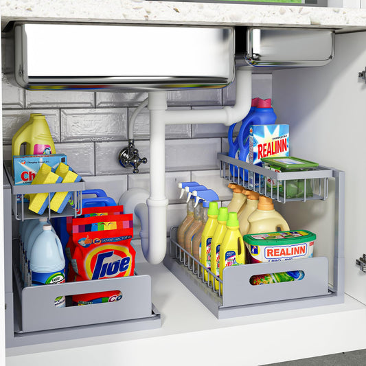 REALINN vue avant du rangement sous-évier, gain de place organisé