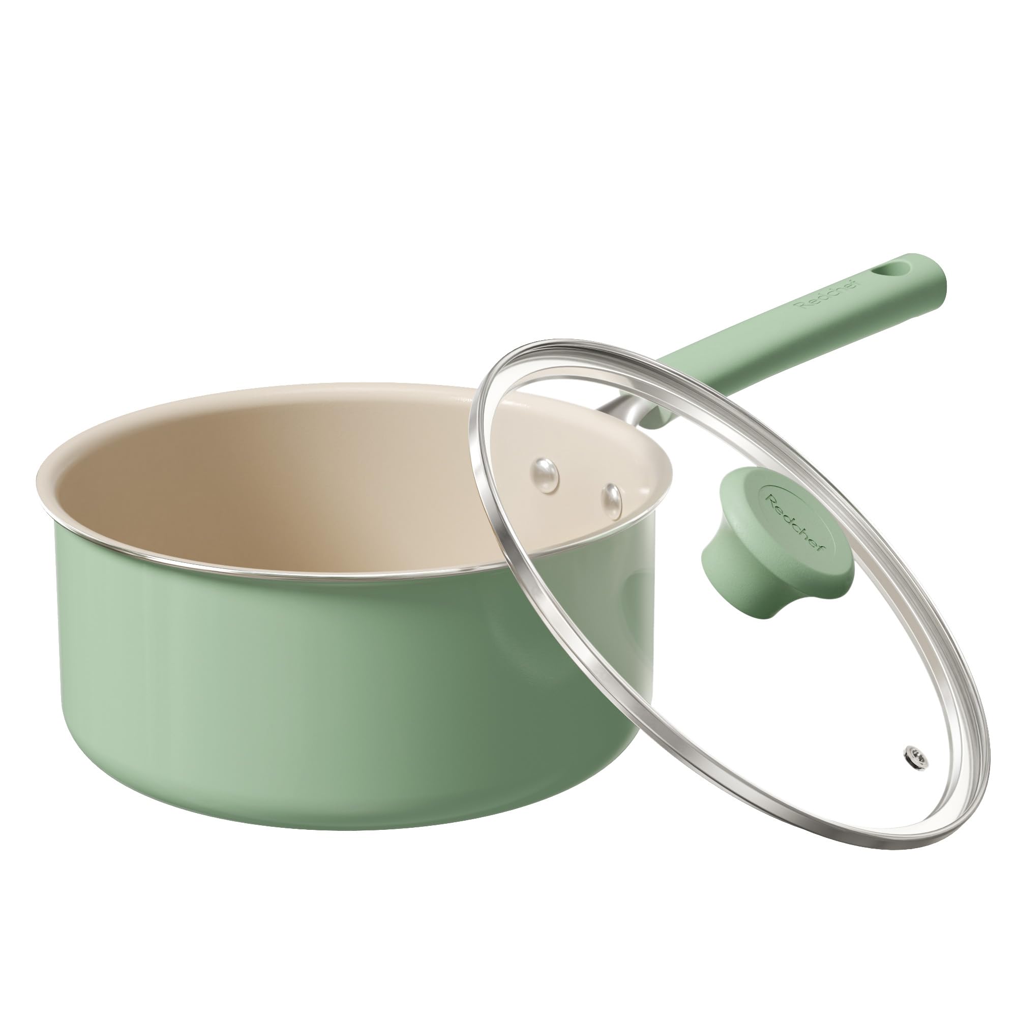 Redchef casserole vue frontale avec couvercle montrant finition élégante
