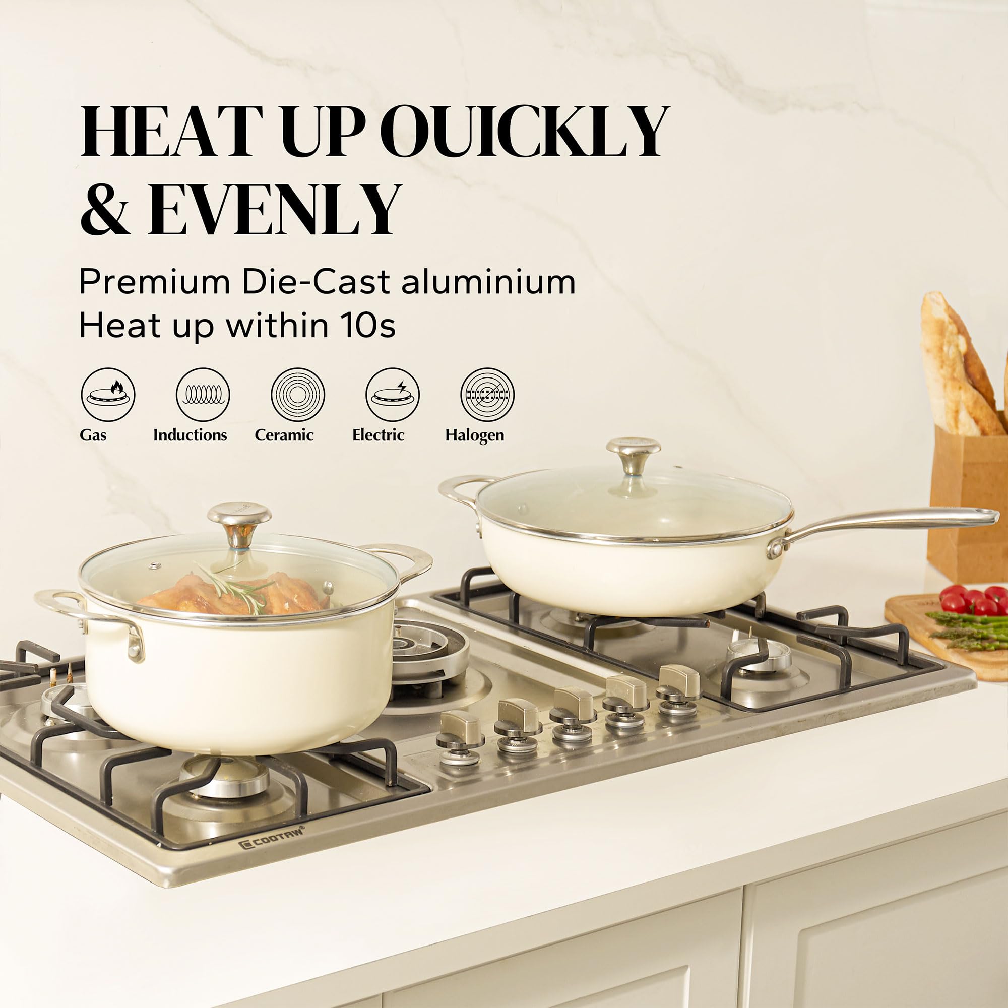 Redchef poêle en action saisissant des aliments pour cuisson homogène