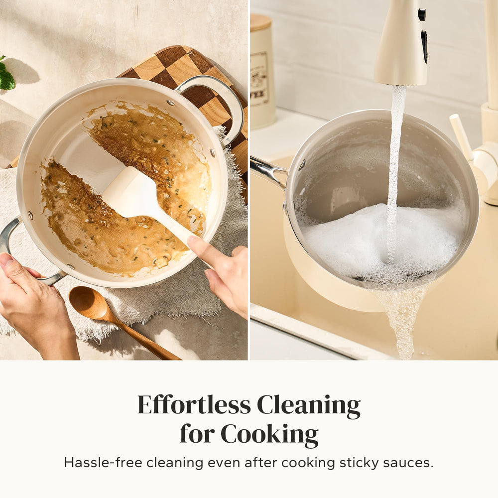 Gros plan surface céramique Redchef antiadhésive pour cuisson facile