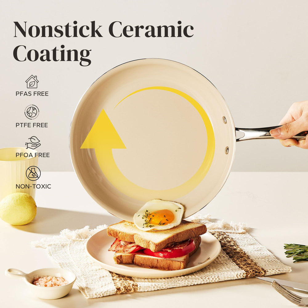 Redchef texture du revêtement céramique antiadhésif montrant facilité de nettoyage