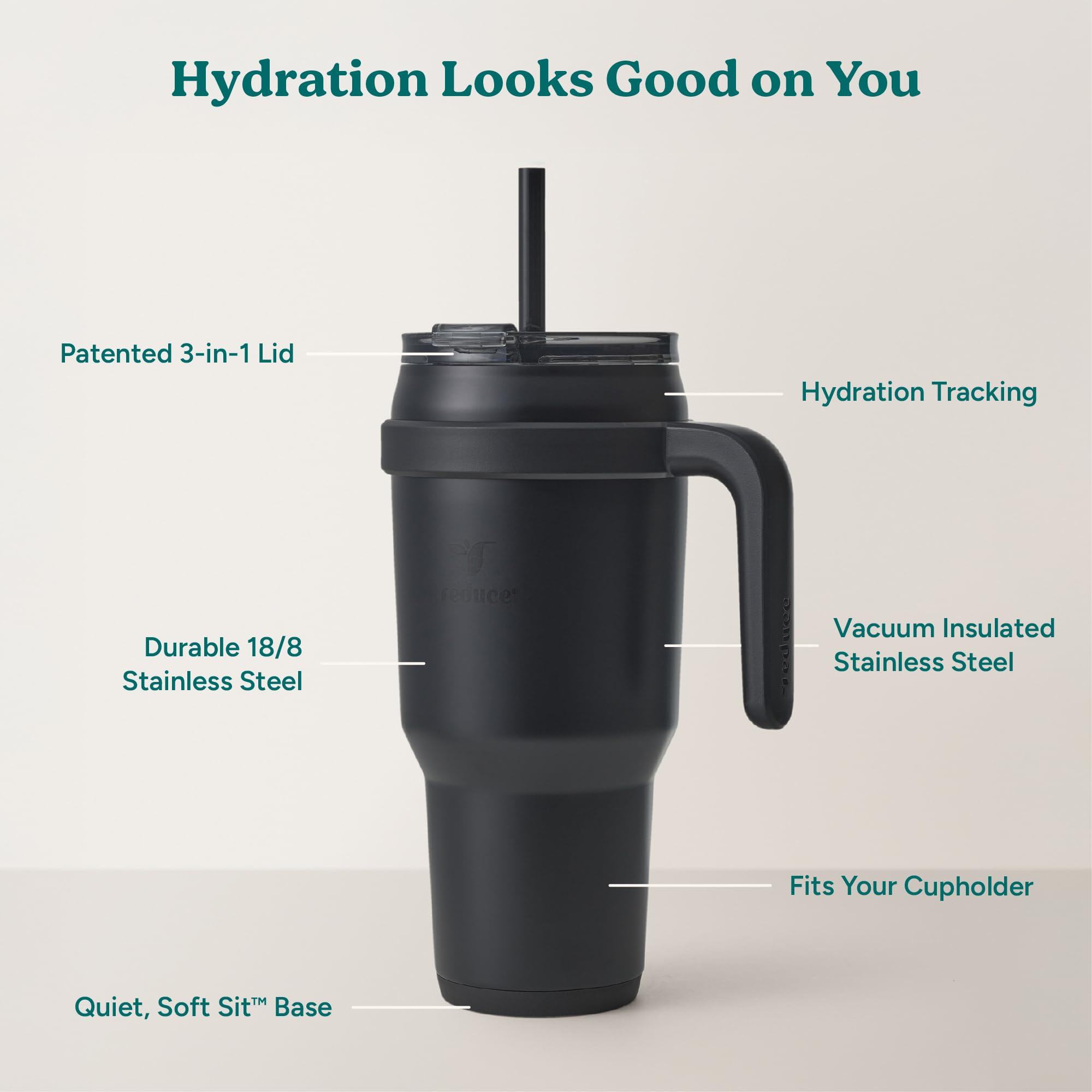 REDUCE paille réutilisable en gros plan pour hydratation facile