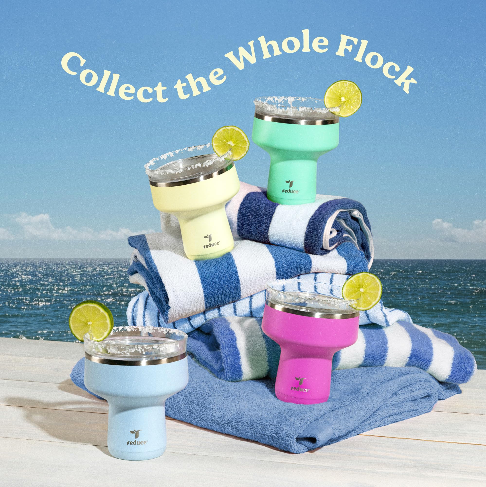 REDUCE Saltini à côté d’un objet pour montrer l’échelle 16oz pratique