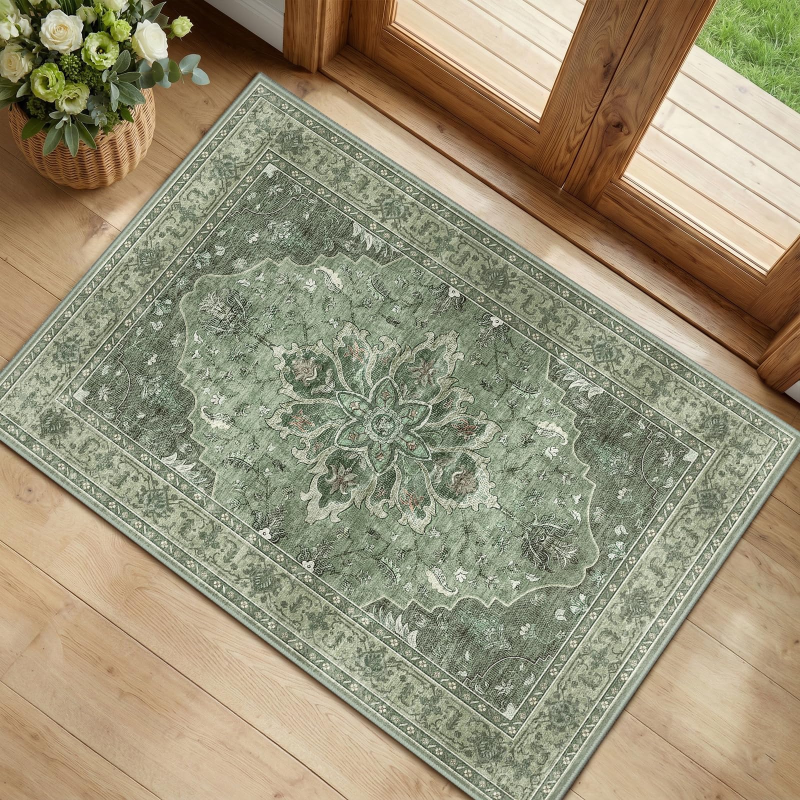 RELEANY tapis face avant vert apportant style vintage et entretien facile