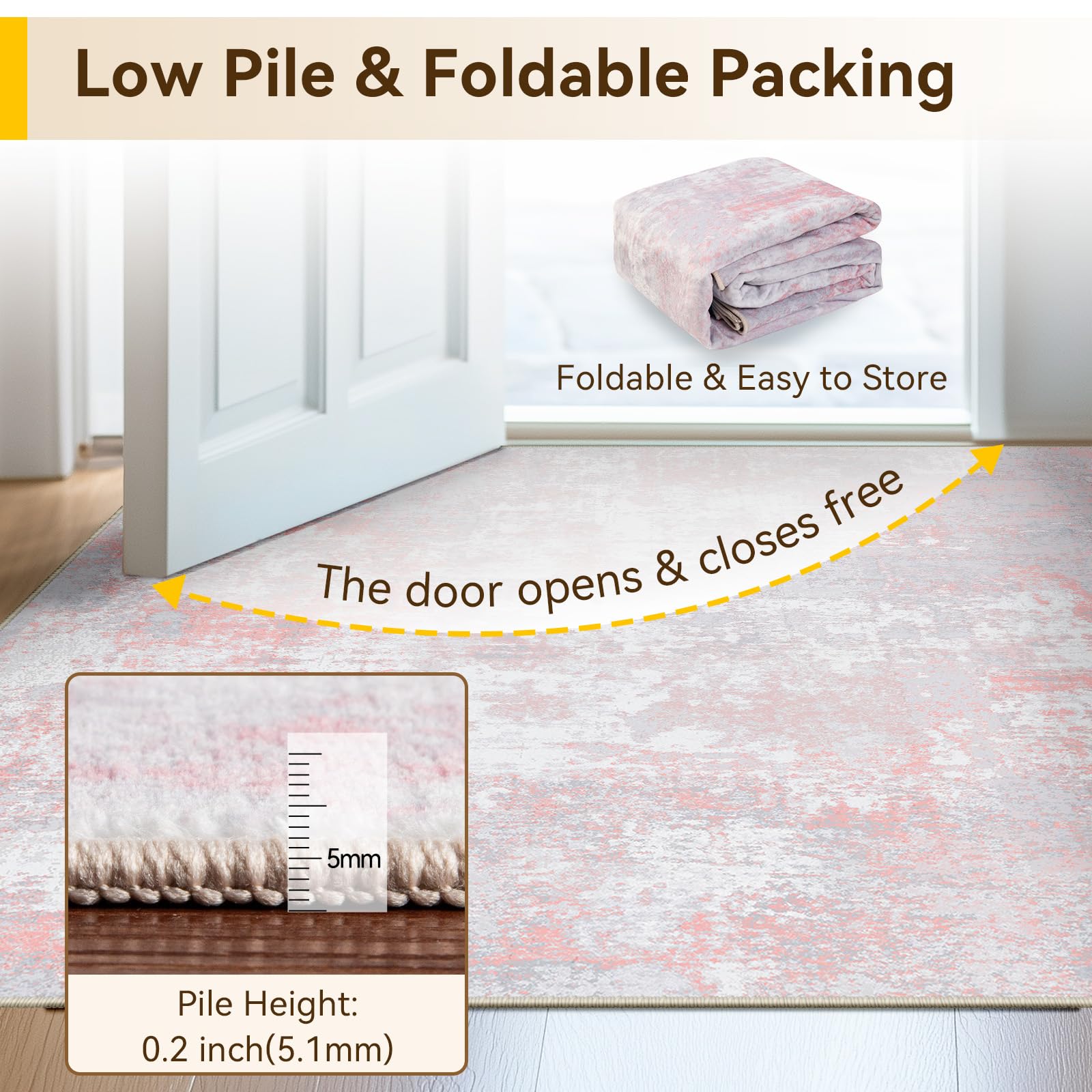 RELEANY tapis plié prêt pour lavage, entreposage compact et entretien simple