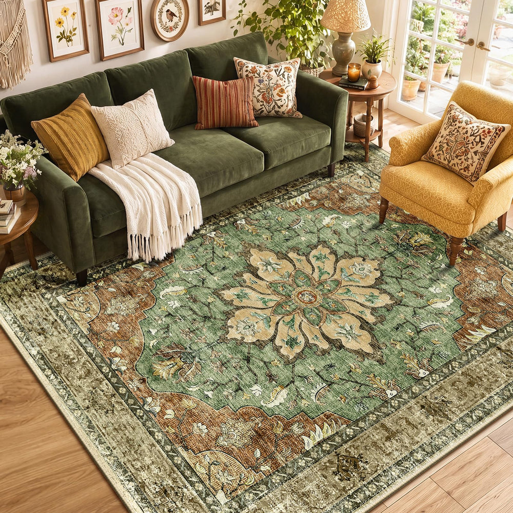 RELEANY tapis installé dans un salon créant ambiance rétro pratique