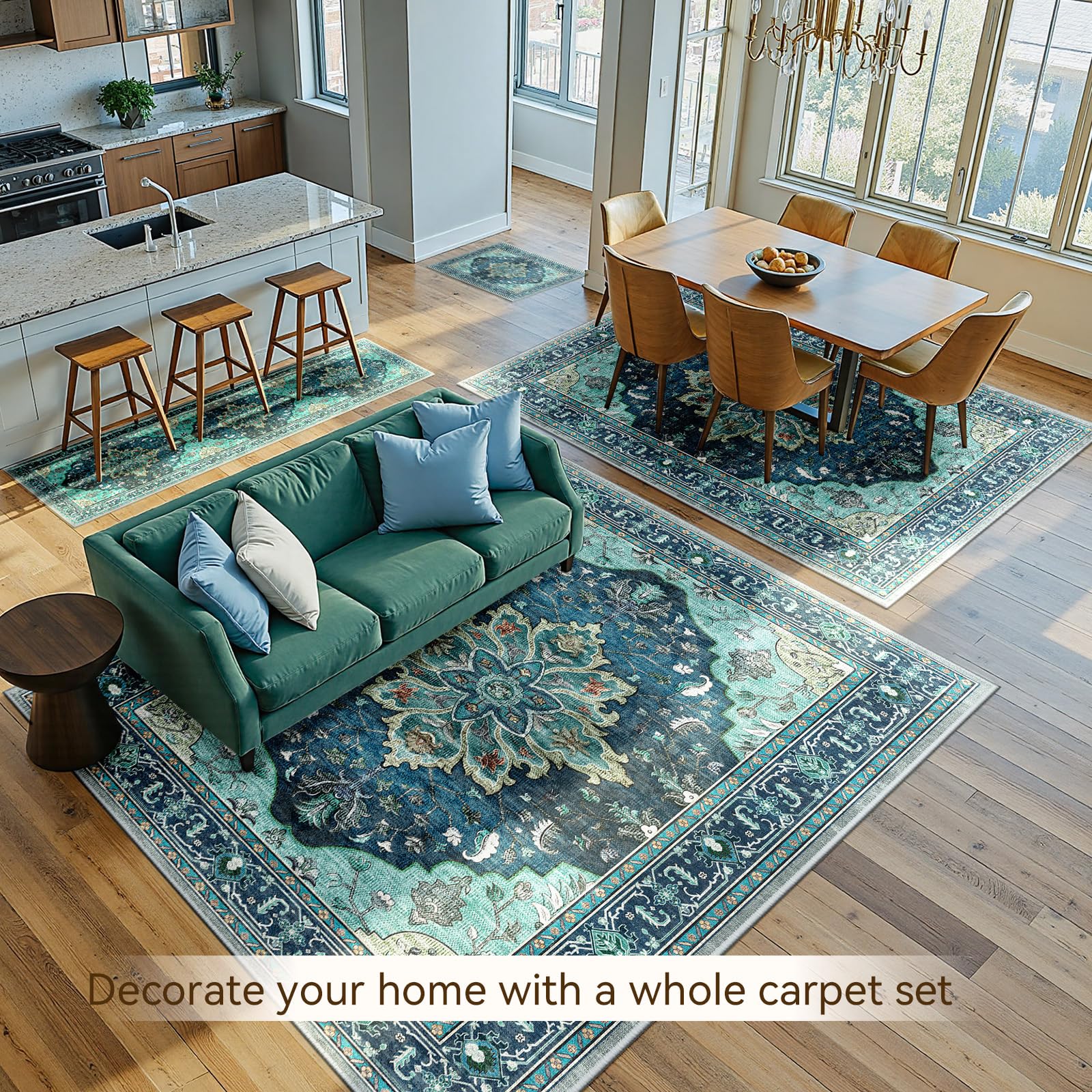 RELEANY tapis posé dans un salon apportant chaleur et couleur