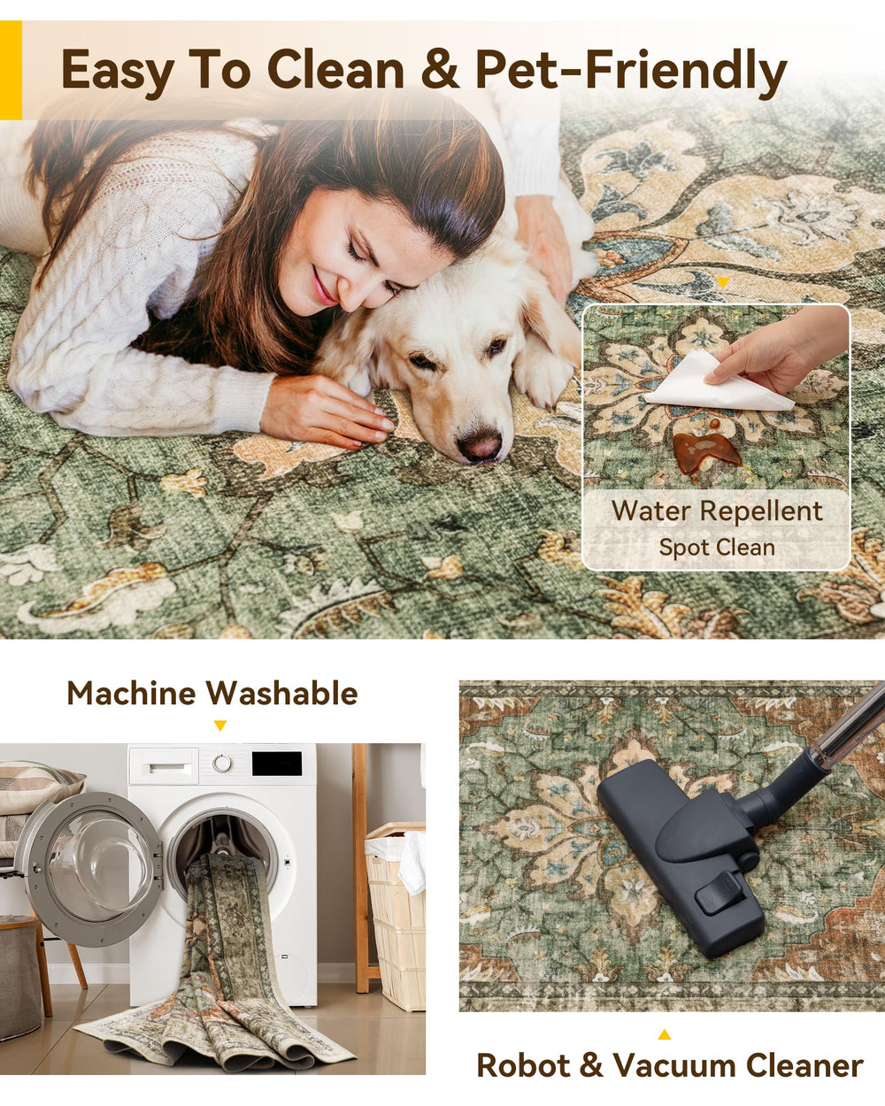RELEANY tapis illustré prêt pour lavage en machine entretien simplifié