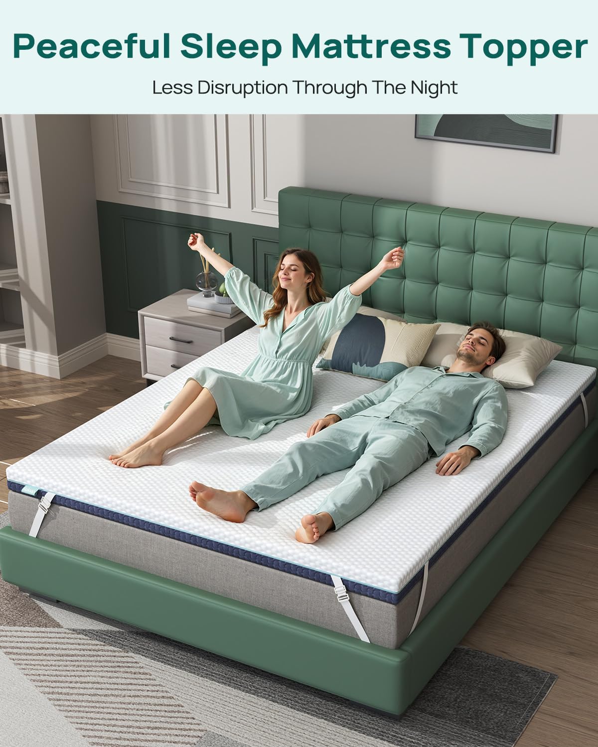 Surmatelas Releep posé dans un dortoir illustrant confort et gain d'espace