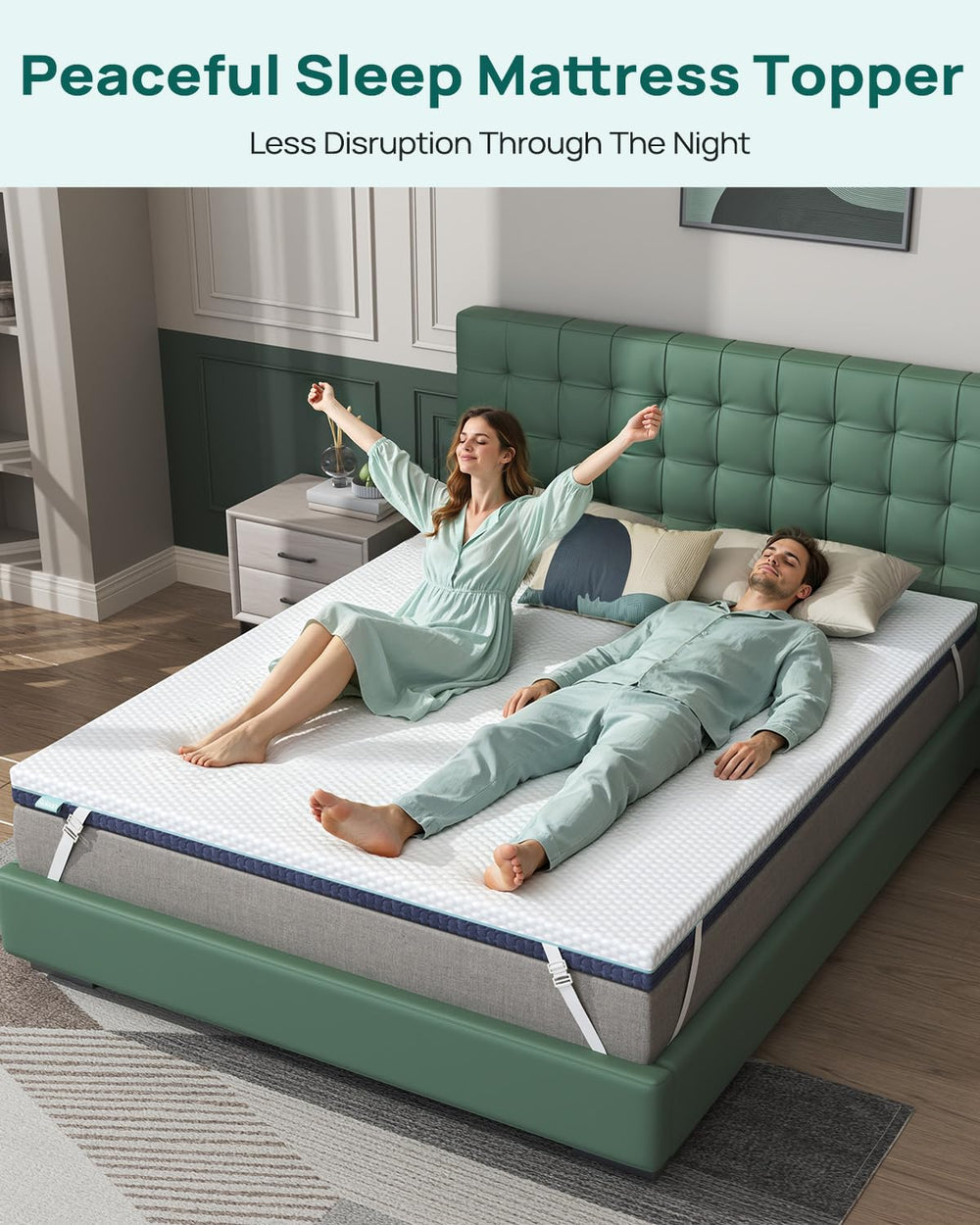 Surmatelas Releep posé dans un dortoir illustrant confort et gain d'espace